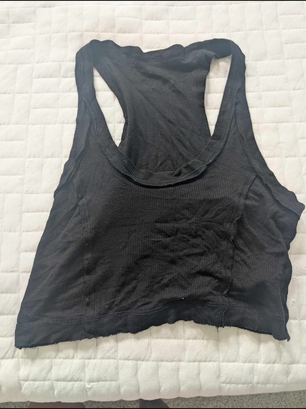 Bombshell Sportswear Black Ribbed Racerback Crop Tank